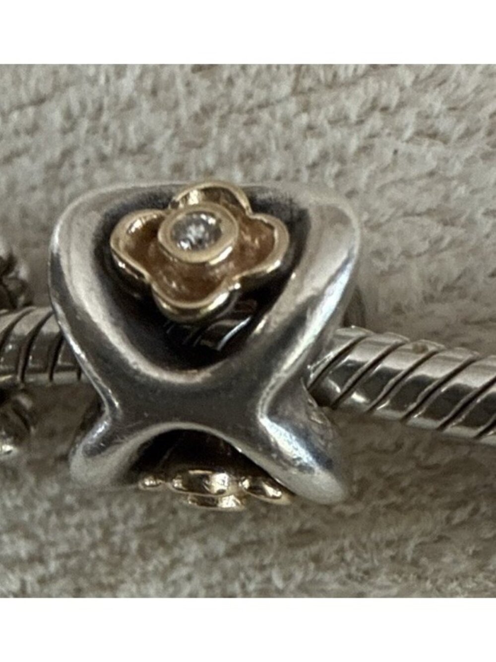 RARE Retired Pandora 14k Gold & Sterling Silver  Peridot Diamond Charm #790318D - Picture 10 of 10